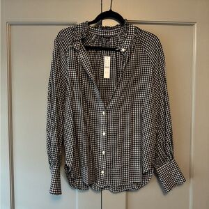 NWT J.Crew Black and White Checkered Blouse sz 8